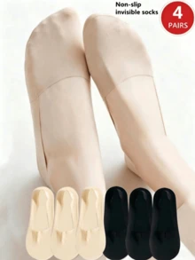 OBOVAY 6雙女款夏季矽膠防滑隱形超薄冰絲船襪，日系JK風透氣休閒彈性襪 - 彩色 - 查看 19