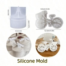 3pcs Set DIY Resin Mold Bicycle Ornament Mold, Candle Jar Round Striped Jewelry Storage Box Mold, Suitable For Making UV Epoxy Resin Plaster Concrete Storage Box, Home Decor Ornament, Concrete Flower Pot - 3PC Set - View 7