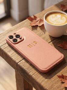 客製化個性化縮寫姓名 3D DIY 雕刻字母手機殼，相容 iPhone 17 16 15 14 13 12 11 Pro Max 16 15 14 Plus，相容 Galaxy S25 S24 S23 S22 S21 Ultra Plus A55 A54 A53 A52 A34 A33 A32 A15 A14 A13 A12，後蓋奢華韓風軟 PU 皮革防震保護殼，燙金皮革手機殼，節日禮物送給愛人、朋友、家人 - 粉色 - 查看 4