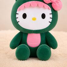 Hasbro 1 pieza Muñeco de peluche de dinosaurio verde, muñeco de peluche con lazo rosa y barriga rosa de estilo japonés lindo, peluche suave y amigable con la piel, adecuado para niñas, niños y adolescentes, decoración de habitación, regalo de cumpleaños y vacaciones - Verde - Ver 4