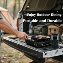 Portable Butane Gas Camping Stove, Single Burner, Windproof Design, Piezo Ignition, Carrying Case Included, Ideal For Camping, Hiking, Picnic, RV, Outdoor Cooking, BBQ, Hot Pot, Backyard Cooker, Garden Appliance - Black - View 7