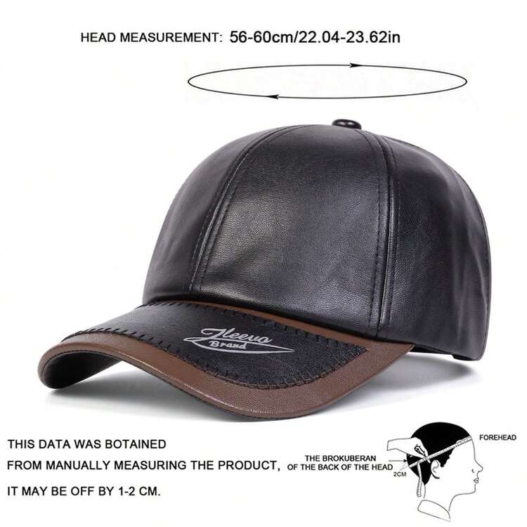 1pc Men's PU Leather Letter Embossed Baseball Cap, Outdoor Adjustable Casual Hat, Spring/Autumn - Multicolor - View 2