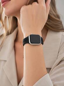 1pc Black Hollow Casual Watch Band, Compatible With Apple Watch 38mm 40mm 41mm 42mm 44mm 45mm 46mm 49mm, Sports Strap Compatible With Apple Watch Ultra 12 11 10 9 8 7 SE3 6 5 4 3 2 1 Ultra4, Fashion Smartwatch Band - Black - View 7