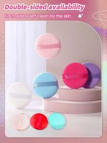 5pcs Loose Powder Puff Set, Cushion Sponge Puff, Super Soft Crystal Velvet Set, Soft Skin-Friendly Loose Powder Puff (No Box), Makeup Sponge, Makeup Tools, Travel Essential, Affordable, - Multicolor - View 6