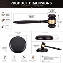 1 Set Gavel And Block Wooden Judge Hammer Gavel Sound Block Court Hammer Judge - Black - View 3