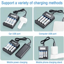 1 buah Charger Baterai AA Pintar - Stasiun Pengisian 4 Slot, Desain Pengisian Cepat Independen, Layar LCD Pintar untuk Baterai Isi Ulang 1.2V, Charger Baterai AA Bertenaga USB, Kompatibel dengan Sel NiMH 1.2V, dengan Layar LCD dan Teknologi Pengisian Cepat & Slot Independen, Cocok untuk Penggunaan di Rumah - MultiWarna - View 11