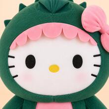 Hasbro 1 pieza Muñeco de peluche de dinosaurio verde, muñeco de peluche con lazo rosa y barriga rosa de estilo japonés lindo, peluche suave y amigable con la piel, adecuado para niñas, niños y adolescentes, decoración de habitación, regalo de cumpleaños y vacaciones - Verde - Ver 8