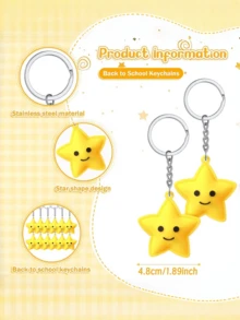 60/30/3pcs Cute Star Keychains, (Includes Star Keychains, Inspirational Star Cards, Organza Bags) Thank You Gifts, Rewards And Party Favors, Car Keychains, Women's Keychains, Backpack Keychains, Bag Charms (Perfect As Gifts, Welcome Gifts, Team Rewards, Back To School) - Multicolor - View 3