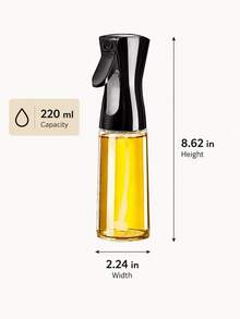 220ml Glass Oil Sprayer Bottle, Black Cooking Oil Mister For Air Fryer, Salad, Baking, Frying & BBQ - View 5