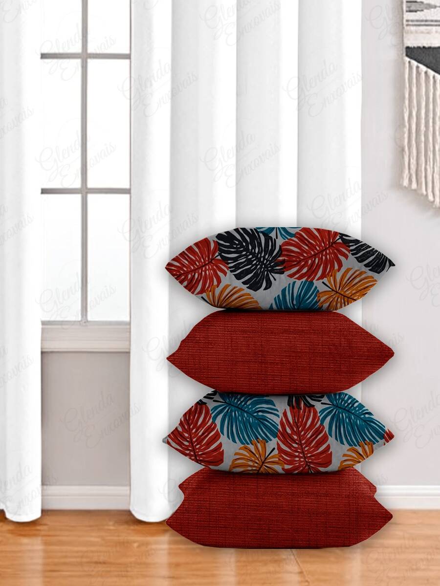 4 Cushion Covers, Various Combinations, 45x45 Cm - AL - 紅色肋骨 - 查看 1