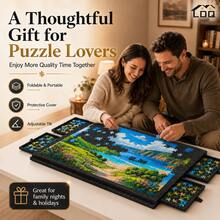 LDQ 2026 New Foldable Puzzle Board With 5 Sorting Trays & Protective Cover, Adjustable Tilt Jigsaw Puzzle Table For 1250-1750 Pieces, Dark Gray Non-Slip Felt Puzzle Mat Organizer, Portable Puzzle Gift For Adults & Families - Dark Grey - View 8