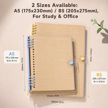 1pc PVC Transparent Cover Kraft Paper Loose-Leaf Notebook, B5/A5 Blank Lined Pages Diary, Detachable And Replaceable Inner Pages Handwriting Notebook, Suitable For Students Daily Writing And Note-Taking School Supplies - Mixed Colors - View 2
