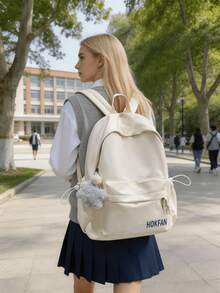 1pc New Arrival Large Capacity Simple Solid Color Backpack, Lightweight Versatile Casual Daypack, Stylish School Bag For College Students, Commute, Business & Daily Travel Use - Multiple Styles - View 2