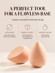 HEXZE Makeup Sponge Beauty Puff Latex-Free Soft Puff For Foundation Concealer Cream Powder Makeup Tool - Beige - View 3