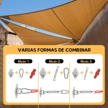 41 piezas Kit de hardware para toldo de sombra para exteriores, Accesorios para Toldos, Kit de Hardware de Acero Inoxidable, Fijaciones para Toldo con Cuerdas de Paracaídas para Vela Triangular Rectangular, Césped y Jardín,accesorios de acero inoxidable de alta resistencia para la instalación de toldos de patio - 41 piezas - Ver 7