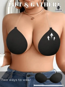 1/2 Pairs (With Straps) Invisible Silicone Breast Pads, Adhesive Push-Up Bra/Backless Bra Pads For Breast Lift And Cleavage Enhancement, Suitable For Women - Multicolor - View 3
