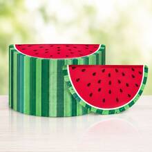 10pcs/20pcs/30pcs Red & Green Watermelon Paper Plates, 10.2 X 5.9 Inch Summer Fruit Shaped Plates, Cute Watermelon Slice Design Party Plates, Red & Green Summer Theme Plates Suitable For Tropical Parties, BBQ, Picnic, Birthday, Hawaiian Style Gatherings, Holiday Events, Unisex - Multicolor - View 1