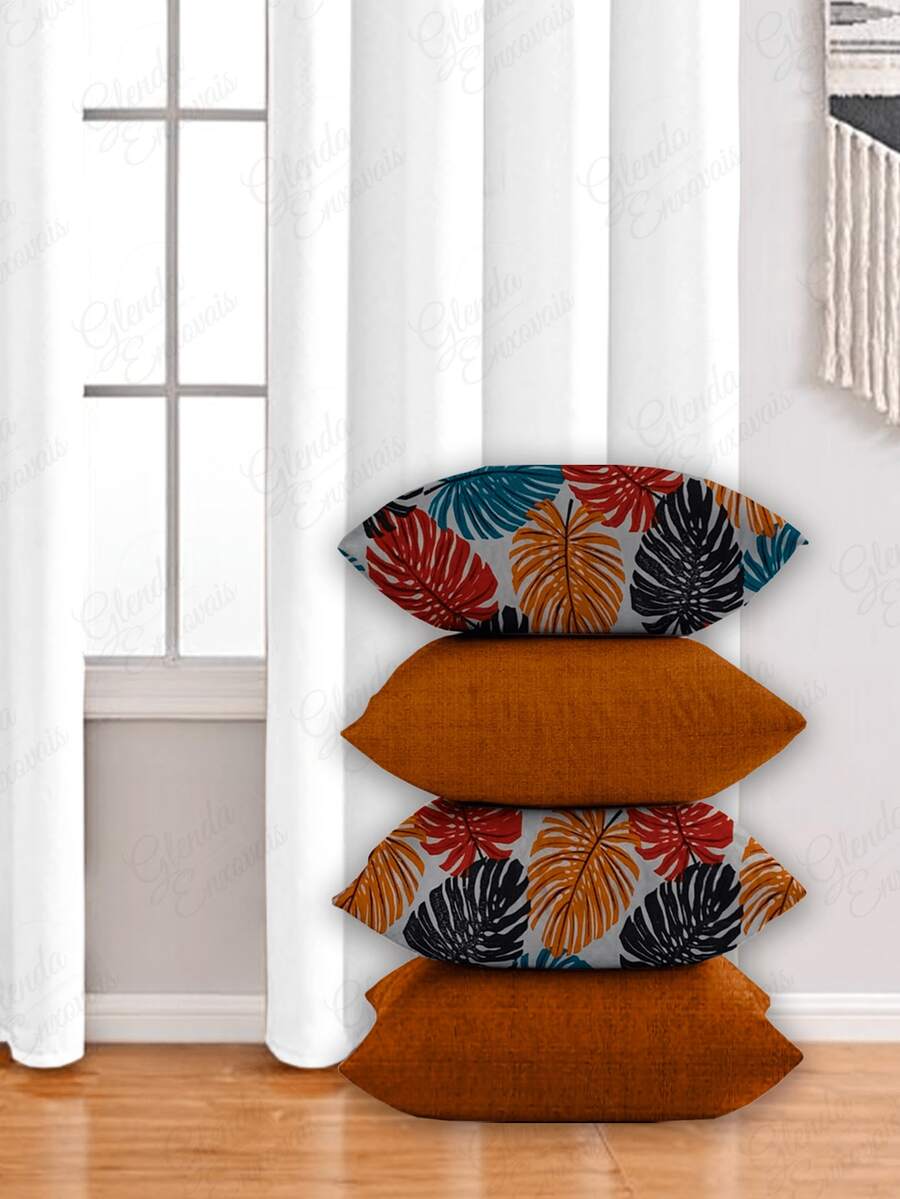 4 Cushion Covers, Various Combinations, 45x45 Cm - AL - 色彩鮮豔的橙肋 - 查看 1