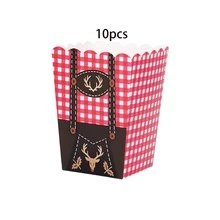10/20/40 piezas Cajas de papel para palomitas del Festival Bávaro, Cajas de regalo de dulces a cuadros rojos & blancos, Patrón de vestido Dirndl, pantalones de cuero y astas de ciervo, Bolsas de papel para fiesta con borde festoneado de 3.16x2.36x4.3 pulgadas, Adecuadas para Oktoberfest, cumpleaños, boda, decoración festiva - Multicolor - Ver 9