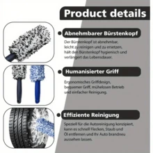 1pc 360° Rotatable Short Handle Wheel Rim Cleaning Brush, Ultra-Fine Fiber Material, Thorough Cleaning Without Damaging Car Paint, Durable Plastic Handle, No Battery Required, Suitable For Daily Car Wheel Rim Maintenance - Multicolor - View 4