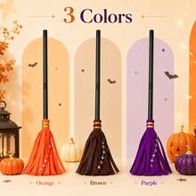Halloween Witch Broom Decoration Prop, Detachable 80cm Magic Broom, Lightweight Party Cosplay Photo Performance Props, Home Porch Window Display Festival Decor, Available In Orange/Purple/Brown Three Colors - Fairy Broom - View 4