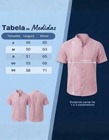 Men's Short-Sleeve Shirt With Mandarin Collar, Lightweight For Work And Leisure - Pink - View 3