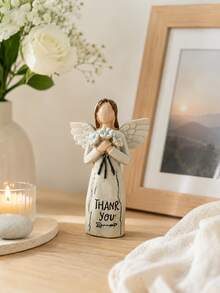 Dekorative Engelsfigur der Dankbarkeit, Harz-Engelsstatue mit Blumenstrauß, Dankesgeschenk zum Gedenken, gemütliche Dekoration für Wohnzimmer und Schlafzimmer - Engelsstrauß - Übersicht 8