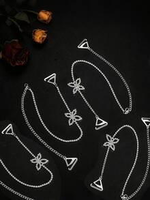 2 piezas Cadena corporal de mariposa elegante y minimalista, accesorio de moda sexy invisible para hombros abiertos, cadena de hombro ajustable con strass - A - Ver 10