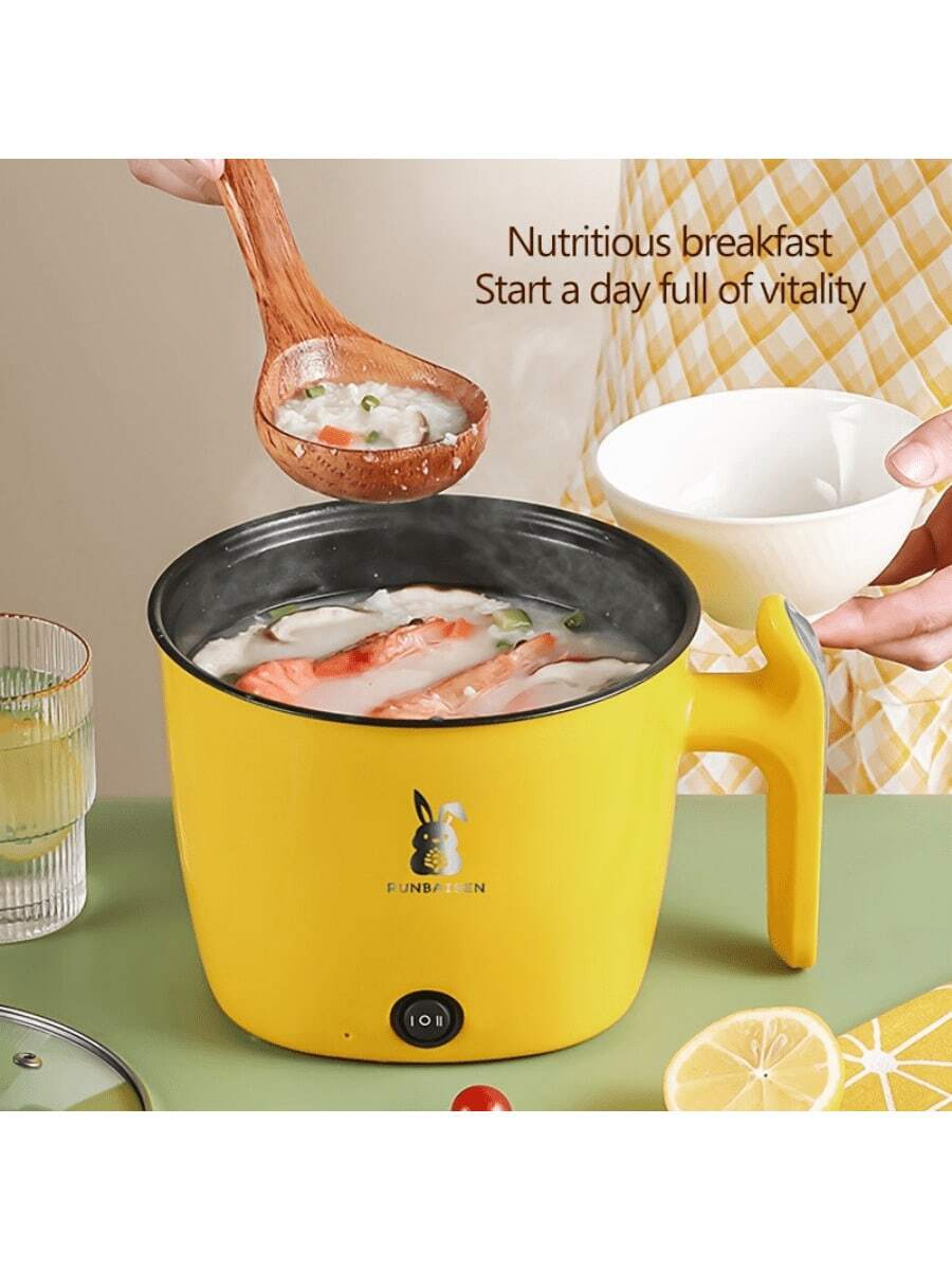 SMEGGEMS Electric Mini Pot, Non-Stick Portable Cooker, Fast Cooking, Adjustable Power, Suitable For Dorm, Kitchen Essential - Yellow - View 1