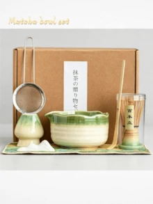 1pc/4pcs/7pcs Set Gradient Green/Pure Pink Japanese Kiln-Fired Matcha Tea Set, Other Tea Sets, Complete Matcha Tool Set, Full Matcha Tool Set, Matcha Set, Matcha Whisk Set, Matcha Tools, Matcha, Matcha Plate, Matcha Tools, Cup, Matcha Related Products, Including Matcha Bowl, Matcha Whisk, Matcha Cup, Matcha Whisk, Matcha Spoon, Matcha Bowl, Matcha Saucer, Matcha - Multicolor - View 15