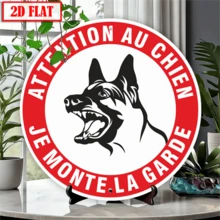2D Plane - 1pc "Beware Of Dog" Warning Sign - 8x8 Inch Round Sign, Classic Red & White Design, Wall-Mounted, Durable & Lightweight, Suitable For Private Property Security, Dog Decoration, 2D Plane - Multicolor - View 6