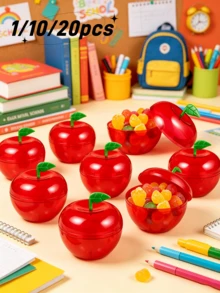1/10/20pcs Apple-Shaped Candy Box And Pencil Sticker Set - Mini Candy Boxes With Lids, Red Apple-Shaped Candy/Toy Storage Containers, Suitable For Teacher Appreciation Day, Back To School, Party Favors, Birthday And Christmas Gifts, Exquisite Plastic Apple-Shaped Containers - Multicolor - View 4