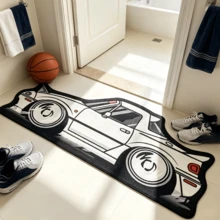 [Soft Sports Carpet] 1件裝藍白賽車地墊，仿羊絨加厚毛絨地毯，秋冬裝飾地毯，臥室裝飾 - 多色2 - 查看 2