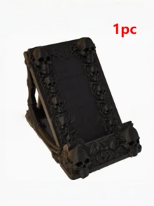 3D Printed Gothic Skull Phone Holder, Dark Style Desktop Ornament, Creative Gift For Horror Enthusiasts, Horror Themed Home Decor, Halloween Decoration, Niche Culture Decor, Gaming Room Decor - Multicolor - View 10