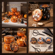 16pcs Halloween Empty Candle Tins With Lids, Random Assorted Pumpkin Ghost Skull Print Round Metal Candle Containers, DIY Candle Making Supplies, Holiday Gift Storage Boxes - Multiple Styles - View 3