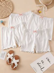 1/4 Pack Shorts de blanc pur pour tout-petits et filles, shorts de cyclisme légers avec décoration papillon, convient pour la danse, les sous-vêtements de robe et le port quotidien, toutes saisons - Multicolore - Voir 12