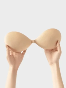 2pcs Seamless Strapless Push-Up Bra Cups, Invisible Push-Up Bra Lift Adhesive Tape, Suitable For Dresses, Nightgowns, Wedding Dresses - Multicolor - View 3