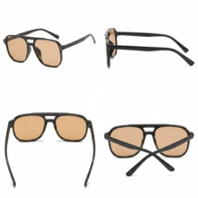 1 pieza Gafas de moda con marco geométrico de plástico marrón Here-System para mujer, ideales para uso diario, vacaciones y regalos de fiestas - Marrón - Ver 4