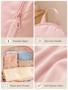 Polyester Zippered Compartment Storage Bag, Portable Washable Underwear Socks Clothing Organizer, Compact Design, Pink And Beige Available - Multicolor - View 6