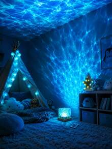 USB Soothing Water Ripple Crystal Projection Night Lamp, 16 Soft RGB ...