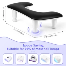 Apoio de Braço Profissional para Manicure: Formato em U, Altura Ajustável, Apoio de Mão Ergonômico para Unhas, Feito de Material de Couro PU, Equipado com Suporte Giratório para Telefone, Projetado Especificamente para Manicures de Salão de Unhas, Apoio de Braço Profissional Grande para Manicure: Segunda Geração de Apoio de Braço em U para Unhas, Altura Ajustável, Almofada de Apoio de Mão em Couro PU de Fibra Ultrafina, Adequado para Unhas Acrílicas, Adequado para Uso em Sala de Estar, Casa, Cozinha e Outros Lugares, Presente Perfeito de Férias e Natal para Família e Amigos - Multicolorido - Visão 11