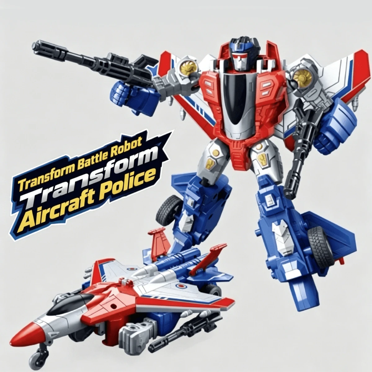 1pc Transforming Airplane Police Robot Toy: Inertia-Powered For Fun Gliding; Detailed Design; Manual Transformation With Two Modes; A Great Kids' Toy Gift - Multicolor - View 1