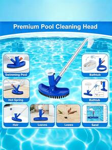 1pc Portable Vacuum Suction Head, Crescent-Shaped Shaped Pool Cleaner With Floor Brush, Powerful Suction, Multi-Scenario Universal, Pool / Hot Tub / Bathtub Bottom Cleaning Tool, Efficiently Removes Leaves, Hair, Mud And Sand (Telescopic Pole Not Included) - Half-moon Shaped Suction Head - View 3