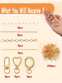 470pcs Keychain Making Kit, Includes Metal Keychain Clips, Key Rings, Swivel Spring Clasps, Lobster Clasps And Extension Chains, Suitable For DIY Handmade Crafts, Lip Gloss Bag Accessories And Gift Sets - DIY - View 11