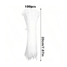 100條白色紮帶，100/150/200/250mm高品質尼龍紮帶，高強度自鎖設計，適用於居家、園藝、辦公室及DIY - 白色 - 查看 12