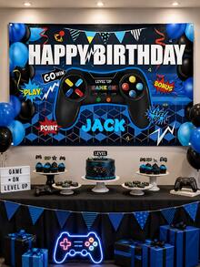 1pc Customizable Text Electronic Game Party Backdrop Banner - Neon Gamer Polyester Wall Decor, Suitable For Birthday Party, Game Night, Arcade - Multi-Functional Room And Garden Decoration, Game Theme Photography Backdrop, No Electricity Required - Suitable For Various Occasions And Festivals, Home Decor, Hotel Decor, Internet Cafe Decor, Durable, 3 Sizes Available - Multicolor - View 3