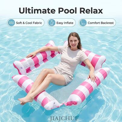Adult Inflatable Pool Lounger With Water Doll Set, Built-In Buoyancy, Stable In Water, Floats On Surface. Lounger Design, Backrest Support, Relaxing Rest, Unique Style As Pool Decor. Suitable For Private Pool Play, Party Decoration, Bathing Cooling, Family And Friends Gathering, Portable And Foldable Storage, Space-Saving, Garden Pool, Outdoor Water Play, Vacation Homestay, Adult Water Leisure Vacation Inflatable Floating Water Play Supplies