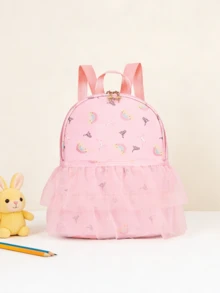 Back To School Season New Lightweight Backpack With All-Over Print Dance Girl Pattern, Cute Rainbow Unicorn Little Girl Pattern Fashion Travel Girls Dance Backpack School Bag, Flap Design Anti-Theft Drawstring Closure Lightweight Large Capacity Backpack - 813 Backpack - View 6
