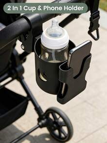 1pc-2-In-1 Universal Stroller Cup Holder (With Phone Holder)--Universal Detachable Cup Holder/Holder Suitable For Wheelchairs And Strollers (Star And Moon Pattern) - Multicolor - View 11