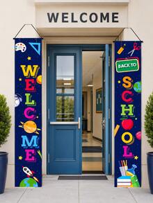 Back To School Door Hanging Decoration, Welcome Back To School Hanging Sign, Space Theme Back To School Porch Sign, 70.8x11.8 Inch Welcome To School Banner, For Classroom Door Decoration First Day Of School Decoration, Classroom Door Decoration And Campus Background Decoration - Back-to-school Season Star-studded Couplets - View 8